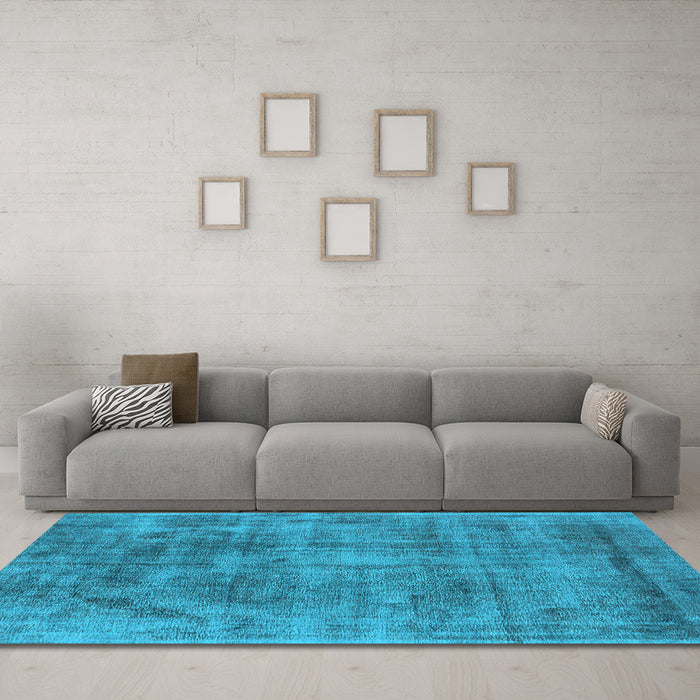 Machine Washable Oriental Light Blue Industrial Rug in a Living Room, wshurb1822lblu