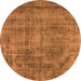 Round Machine Washable Oriental Orange Industrial Area Rugs, wshurb1822org