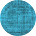 Round Oriental Light Blue Industrial Rug, urb1822lblu