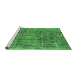 Sideview of Machine Washable Oriental Emerald Green Industrial Area Rugs, wshurb1822emgrn