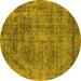 Round Oriental Yellow Industrial Rug, urb1822yw