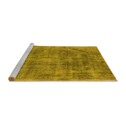Sideview of Machine Washable Oriental Yellow Industrial Rug, wshurb1822yw
