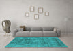 Machine Washable Oriental Turquoise Industrial Area Rugs in a Living Room,, wshurb1822turq