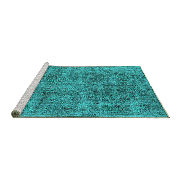 Sideview of Machine Washable Oriental Turquoise Industrial Area Rugs, wshurb1822turq