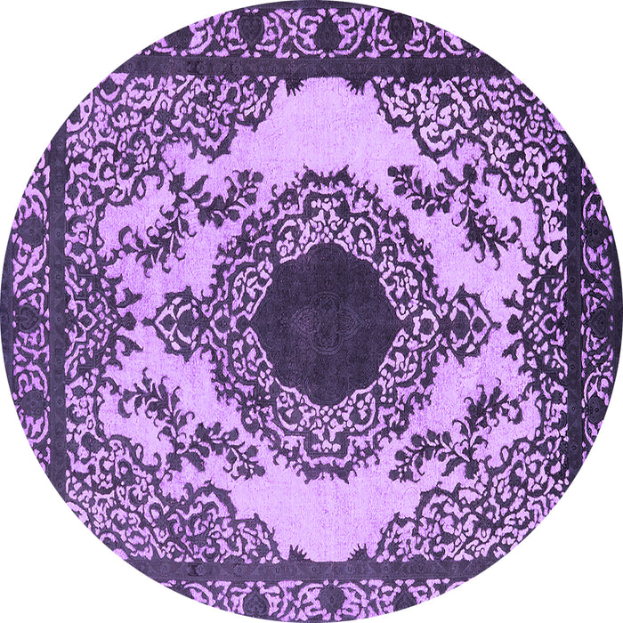 Round Machine Washable Oriental Purple Industrial Area Rugs, wshurb1823pur