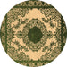 Round Oriental Brown Industrial Rug, urb1823brn