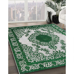 Mid-Century Modern Dark Gray Oriental Rug in Family Room, urb1823