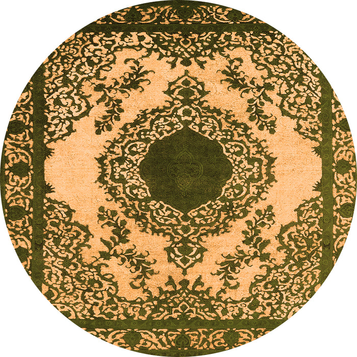Round Oriental Orange Industrial Rug, urb1823org