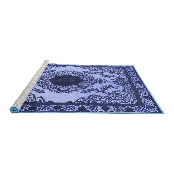 Sideview of Machine Washable Oriental Blue Industrial Rug, wshurb1823blu
