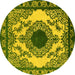 Round Oriental Yellow Industrial Rug, urb1823yw