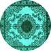 Round Oriental Turquoise Industrial Rug, urb1823turq