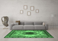 Machine Washable Oriental Emerald Green Industrial Rug, wshurb1823emgrn