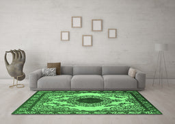 Machine Washable Oriental Emerald Green Industrial Area Rugs in a Living Room,, wshurb1823emgrn