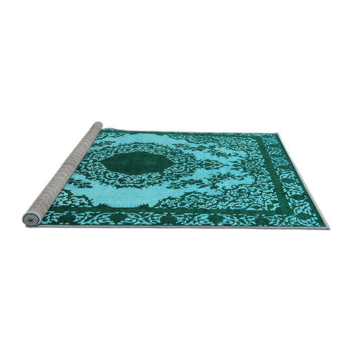 Sideview of Machine Washable Oriental Light Blue Industrial Rug, wshurb1823lblu