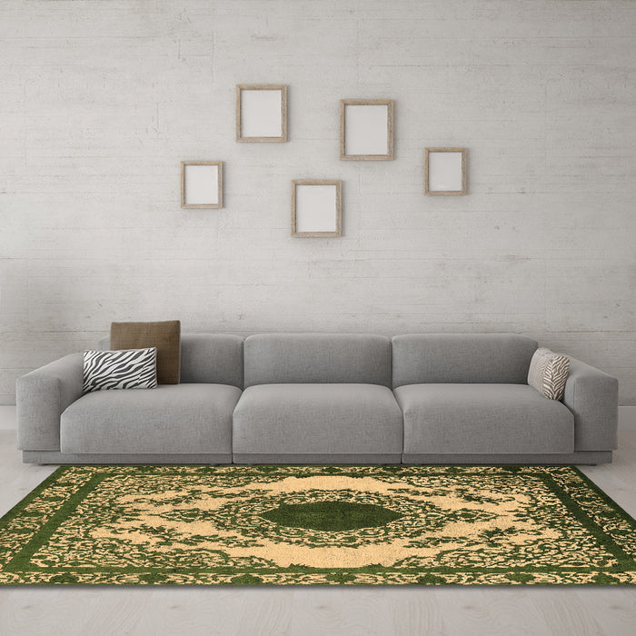 Machine Washable Oriental Brown Industrial Rug in a Living Room,, wshurb1823brn