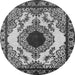 Round Machine Washable Oriental Gray Industrial Rug, wshurb1823gry