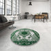 Round Machine Washable Industrial Modern Dark Gray Rug in a Office, wshurb1823