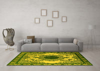 Machine Washable Oriental Yellow Industrial Rug, wshurb1823yw