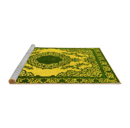 Sideview of Machine Washable Oriental Yellow Industrial Rug, wshurb1823yw