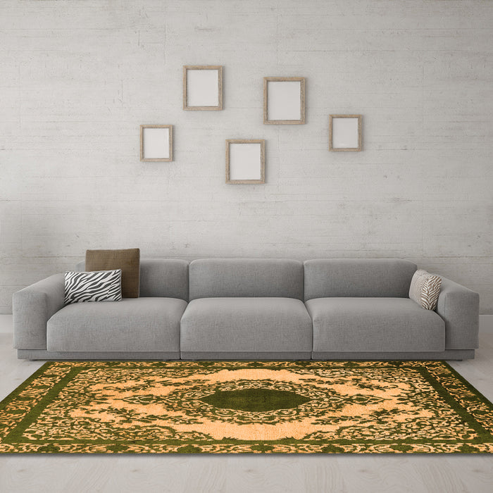 Machine Washable Oriental Orange Industrial Area Rugs in a Living Room, wshurb1823org