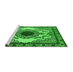 Sideview of Machine Washable Oriental Green Industrial Area Rugs, wshurb1823grn