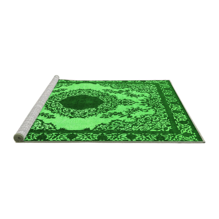 Sideview of Machine Washable Oriental Green Industrial Area Rugs, wshurb1823grn
