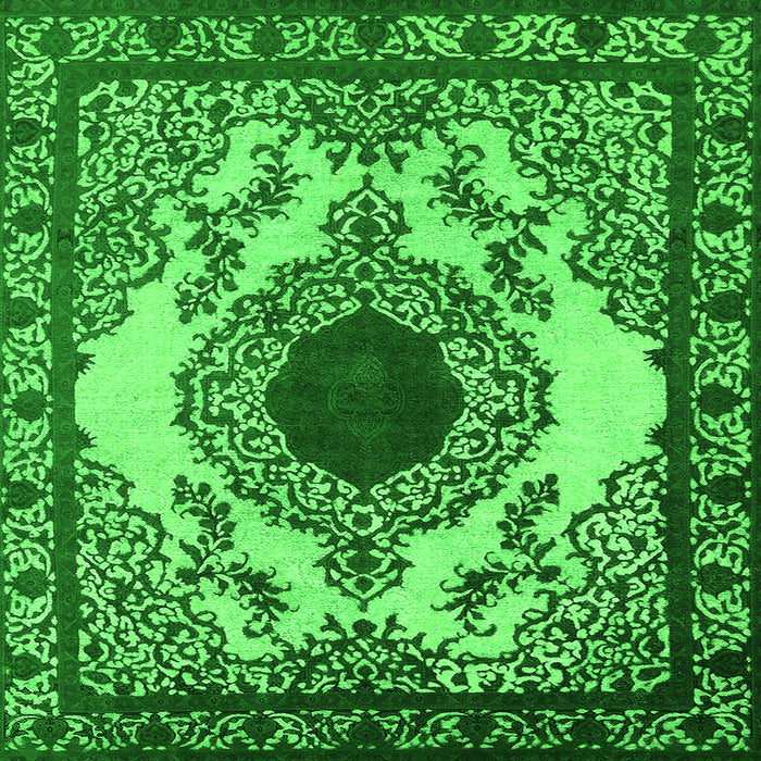 Square Machine Washable Oriental Green Industrial Area Rugs, wshurb1823grn