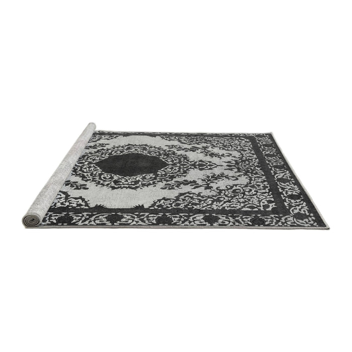 Sideview of Machine Washable Oriental Gray Industrial Rug, wshurb1823gry