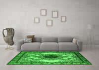 Machine Washable Oriental Green Industrial Rug, wshurb1823grn