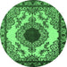 Round Oriental Emerald Green Industrial Rug, urb1823emgrn