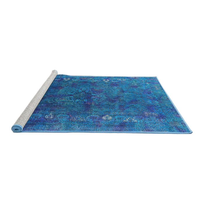 Sideview of Machine Washable Industrial Modern Deep Sky Blue Rug, wshurb1824