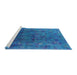 Sideview of Machine Washable Industrial Modern Deep Sky Blue Rug, wshurb1824