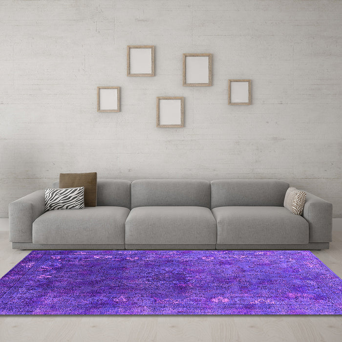 Machine Washable Oriental Pink Industrial Rug in a Living Room, wshurb1824pnk