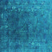 Square Oriental Turquoise Industrial Rug, urb1824turq