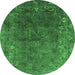 Round Oriental Emerald Green Industrial Rug, urb1824emgrn