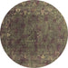 Round Oriental Brown Industrial Rug, urb1824brn