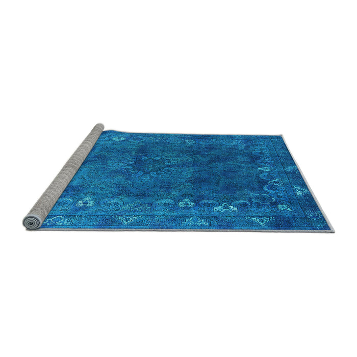 Sideview of Machine Washable Oriental Light Blue Industrial Rug, wshurb1824lblu