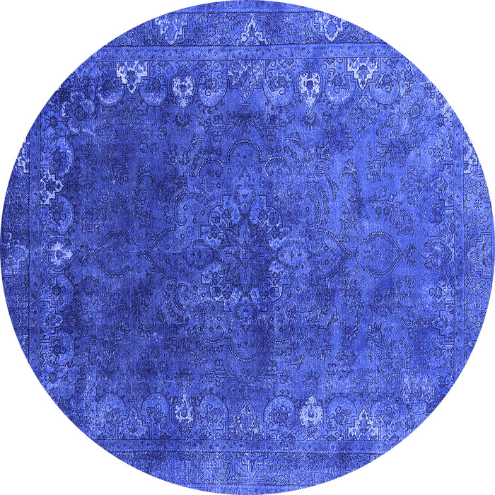 Round Oriental Blue Industrial Rug, urb1824blu