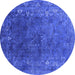 Round Oriental Blue Industrial Rug, urb1824blu