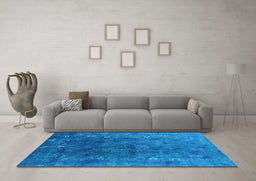 Machine Washable Oriental Light Blue Industrial Rug in a Living Room, wshurb1824lblu