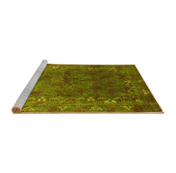 Sideview of Machine Washable Oriental Yellow Industrial Rug, wshurb1824yw