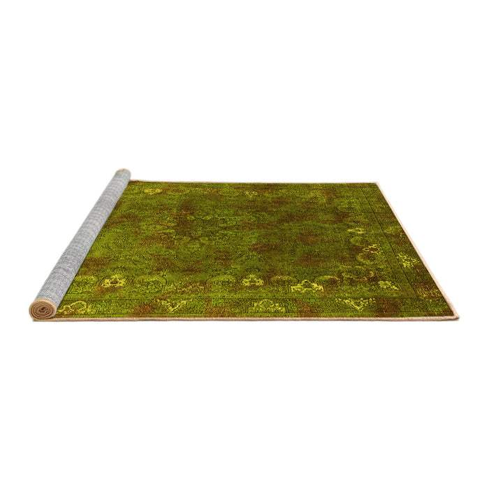 Sideview of Machine Washable Oriental Yellow Industrial Rug, wshurb1824yw