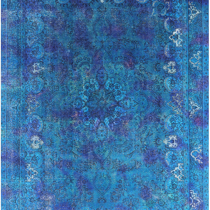 Machine Washable Industrial Modern Deep Sky Blue Rug, wshurb1824