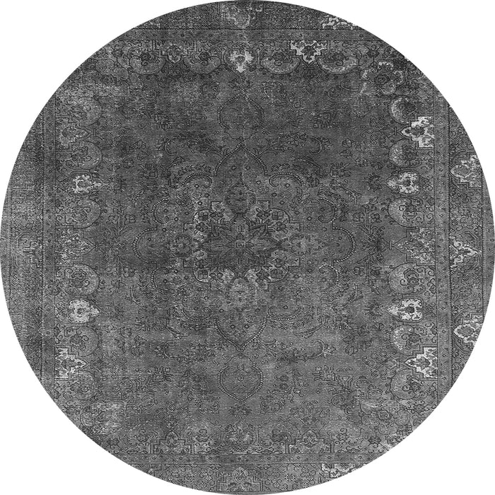 Round Machine Washable Oriental Gray Industrial Rug, wshurb1824gry