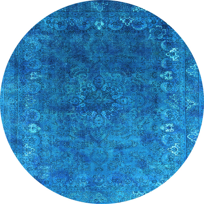 Round Oriental Light Blue Industrial Rug, urb1824lblu