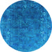 Round Oriental Light Blue Industrial Rug, urb1824lblu