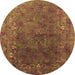 Round Oriental Orange Industrial Rug, urb1824org