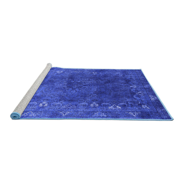 Sideview of Machine Washable Oriental Blue Industrial Rug, wshurb1824blu