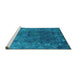 Sideview of Machine Washable Oriental Turquoise Industrial Area Rugs, wshurb1824turq