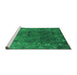 Sideview of Machine Washable Oriental Green Industrial Area Rugs, wshurb1824grn